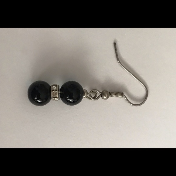 New Handmade by Artist Earrings Blue Beads Faux Diamonds - Picture 2 of 16